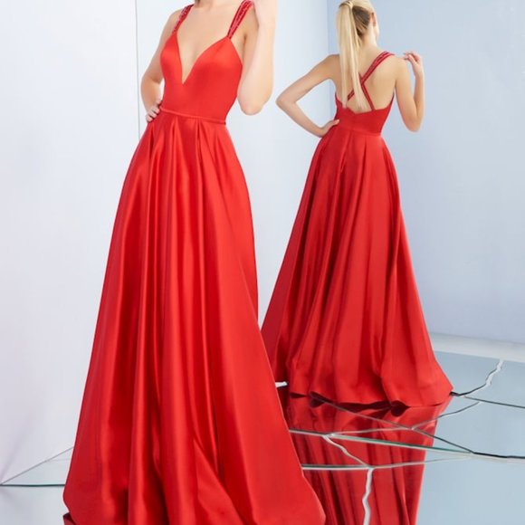 NWT Ieena by Mac Duggal Style 26053i Prom Dress in Red - Picture 1 of 15